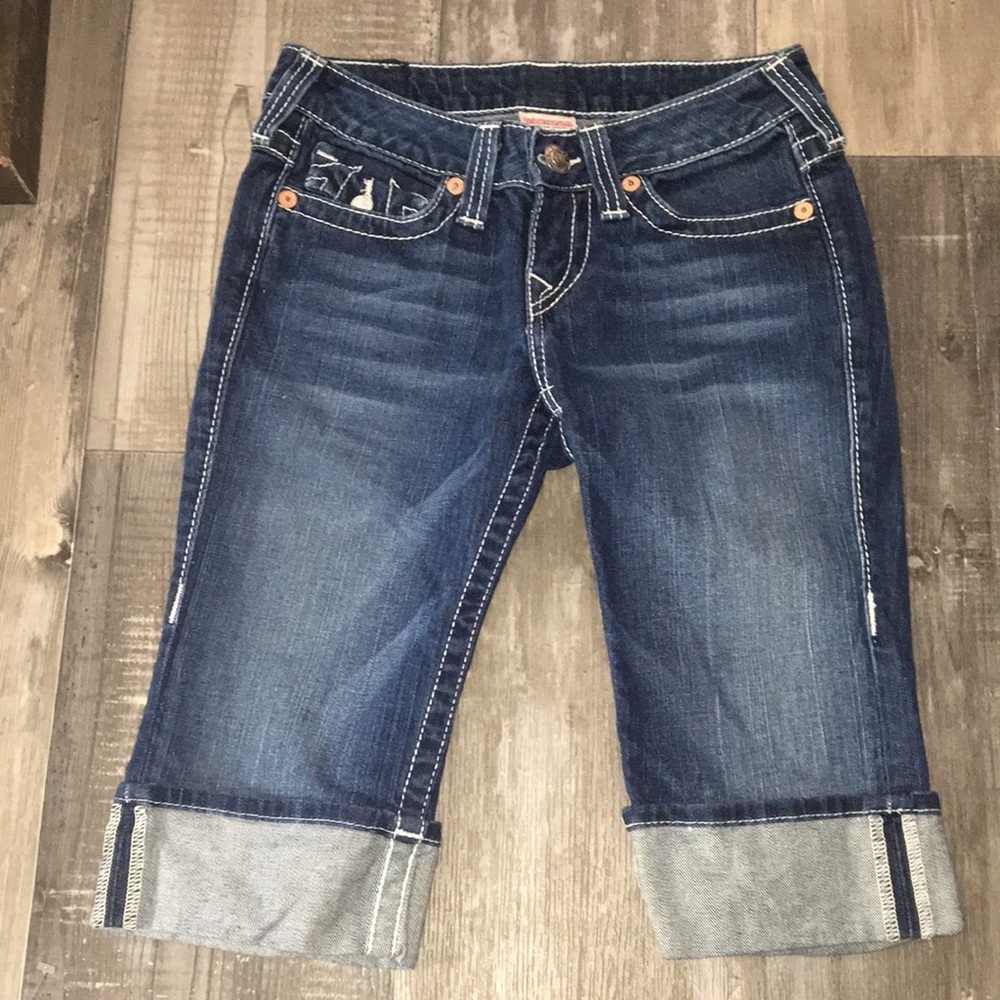 True Religion Denim Cuffed Bermuda Shorts